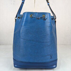 Authentic Louis Vuitton Noé Epi leather Toledo bucket bag Blue Made in France